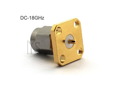 18GHz SMA Male 4 Holes Panel Exposed PTFE Terminal Blunt Post connector