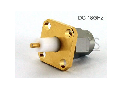 RP-SMA Male 2, 4 Holes Panel Exposed PTFE Terminal Blunt Post connector